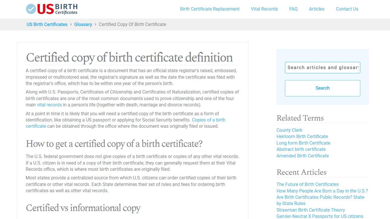 What is a Certified Copy of Birth Certificate? - US Birth Certificates